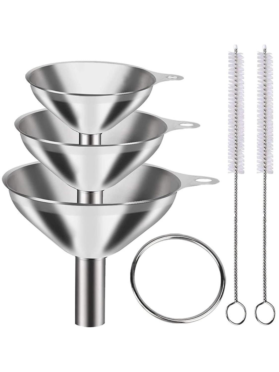 Skiennix Stainless Steel Funnel Set - 3-Piece Kitchen Funnels for Bottles & Cooking | Food Grade Metal