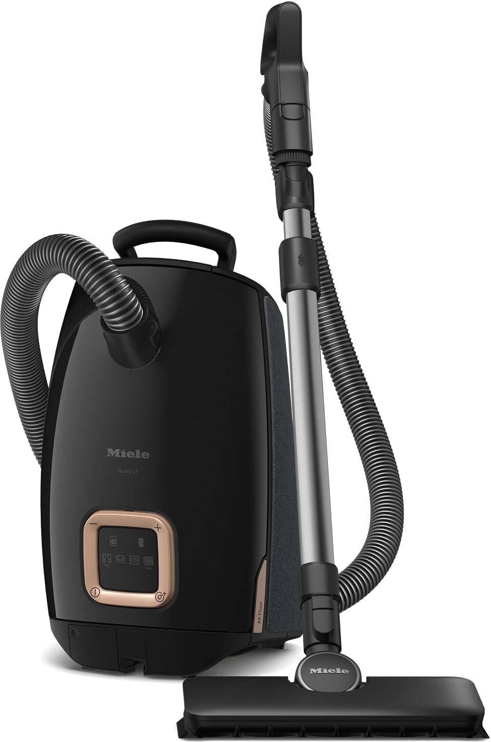 Miele Guard L1 AllFloor Bagged Canister Vacuum - AirClean Plus Filter, LED Display, Obsidian Black/Rose Gold
