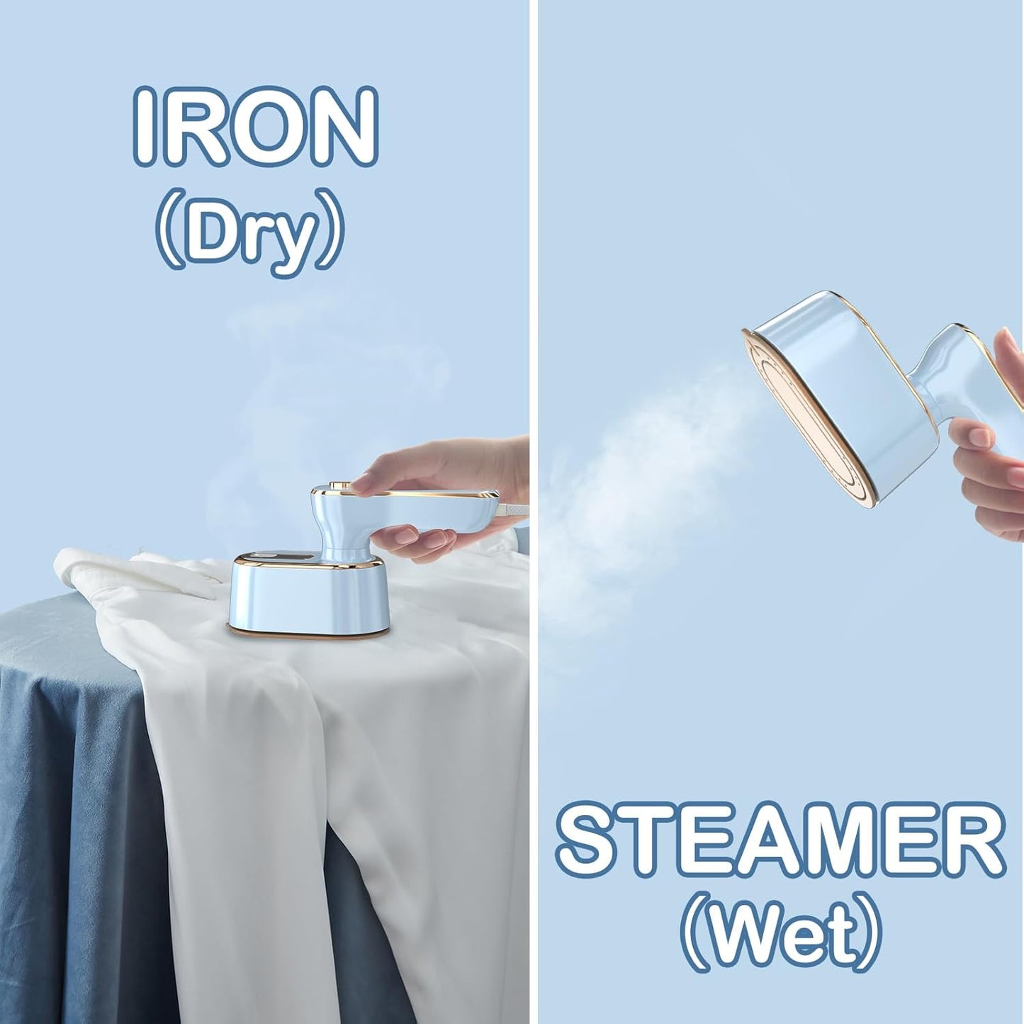 Skiennix Travel Steamer | Mini Portable Iron for Clothes - Ideal for College Dorms & Home Essentials (Sky Blue)