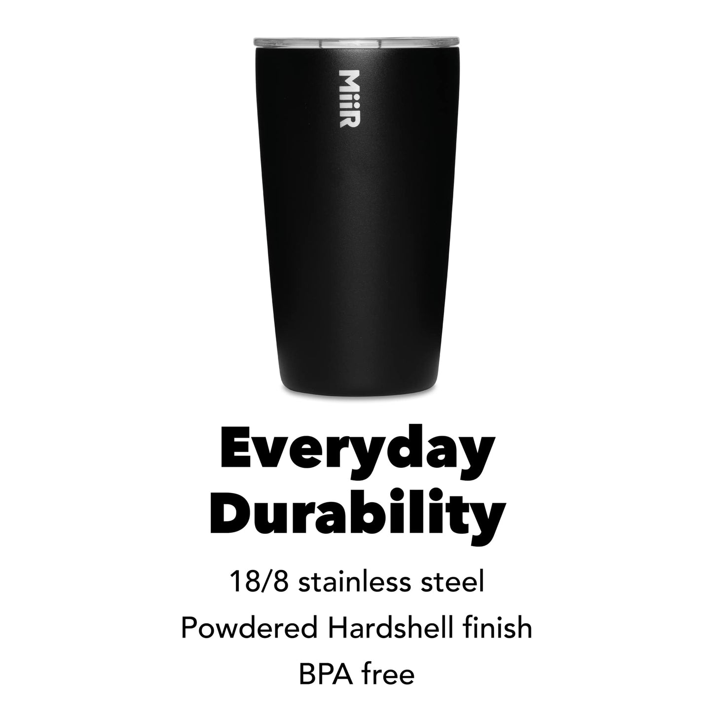 MiiR, Tumbler, Vacuum Insulated, Stainless Steel with Slide Lid, Cup Holder Compatible & BPA Free, Black, 12 Fluid Ounces