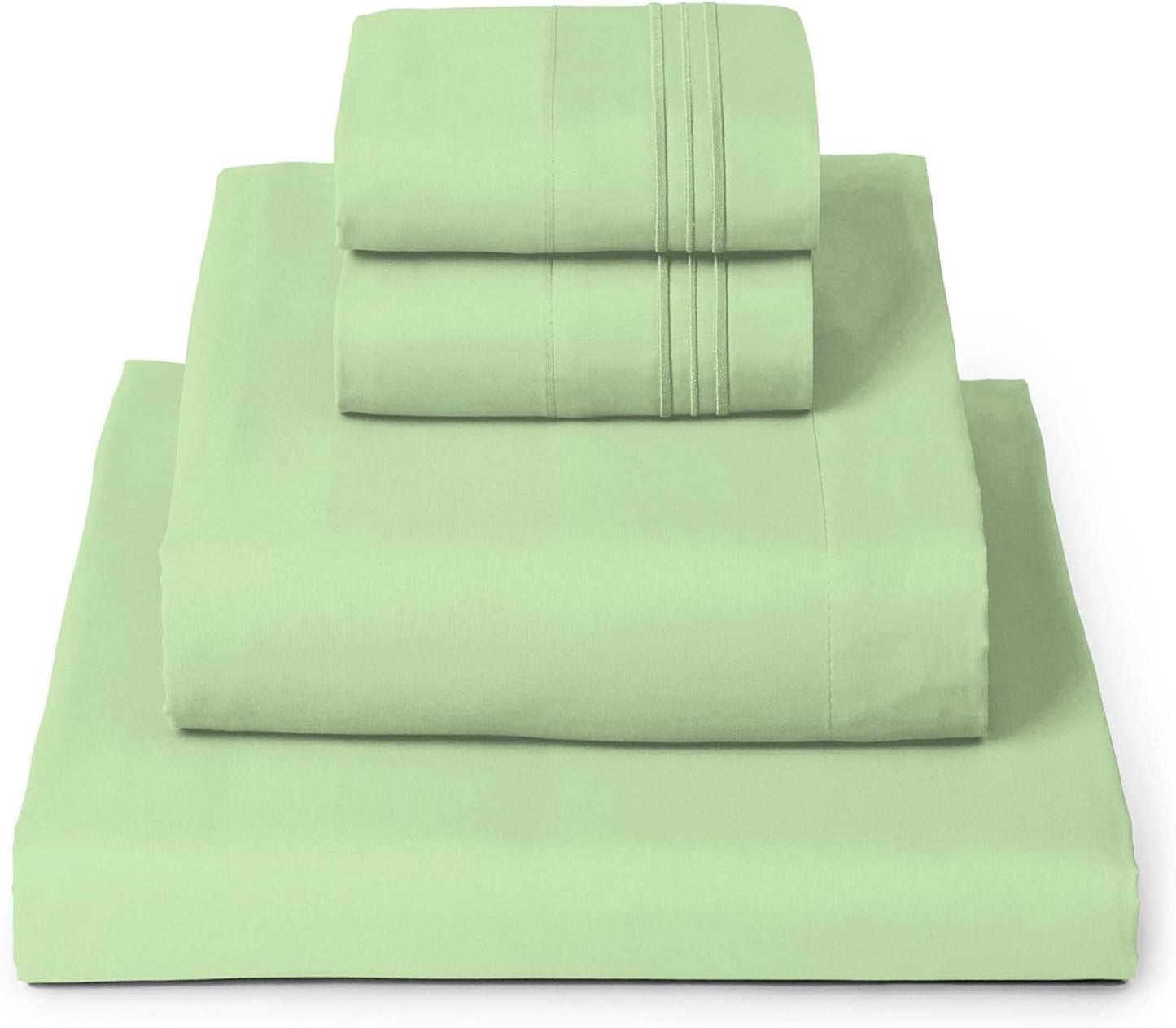 Mellanni Full Sheets Set - 4 PC Hotel Luxury Bedding | Extra Soft, Cooling, Wrinkle & Stain Resistant (Pistachio)