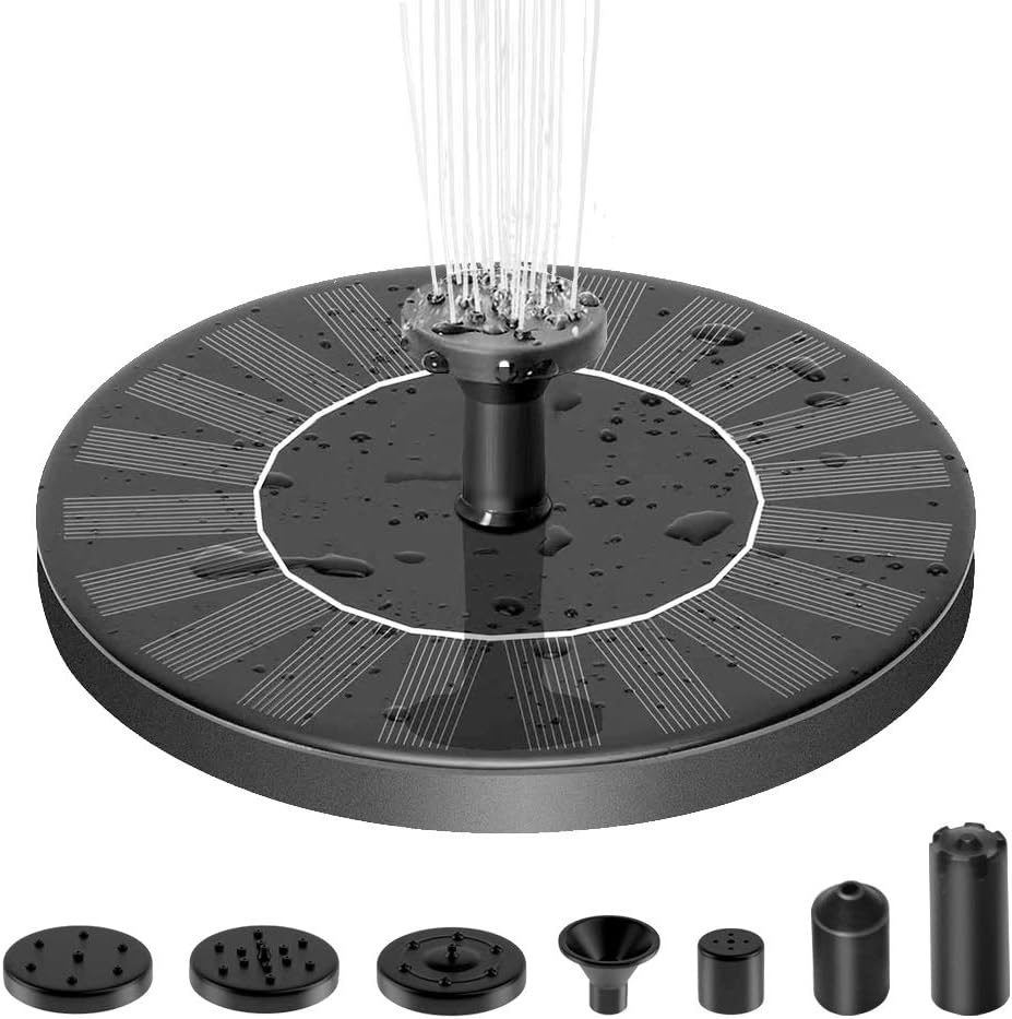 Skiennix Solar Fountain Pump - 1.4W Water Fountain with 6 Nozzles for Bird Bath, Garden, Pond, Pool