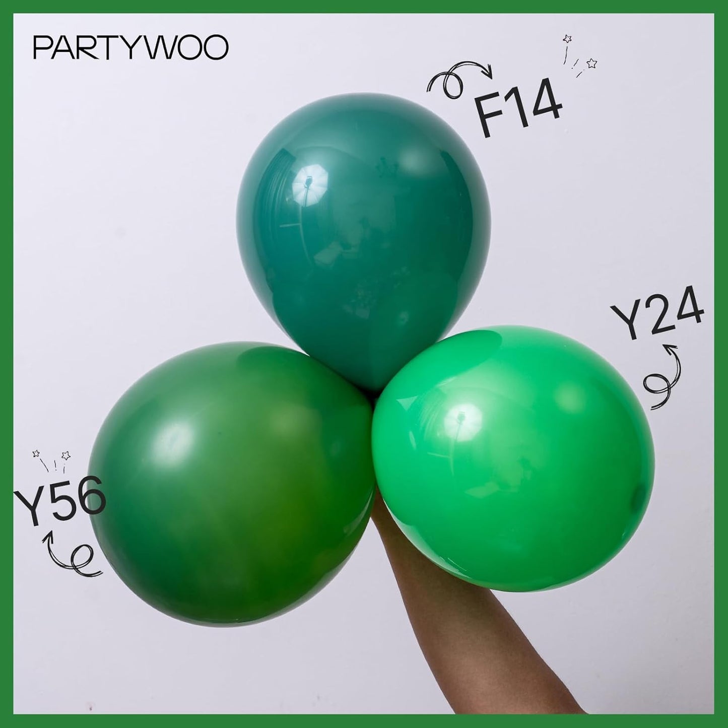 PartyWoo Dark Green Balloons - 152-Piece Emerald Balloon Arch Kit for Birthday & Graduation Decor