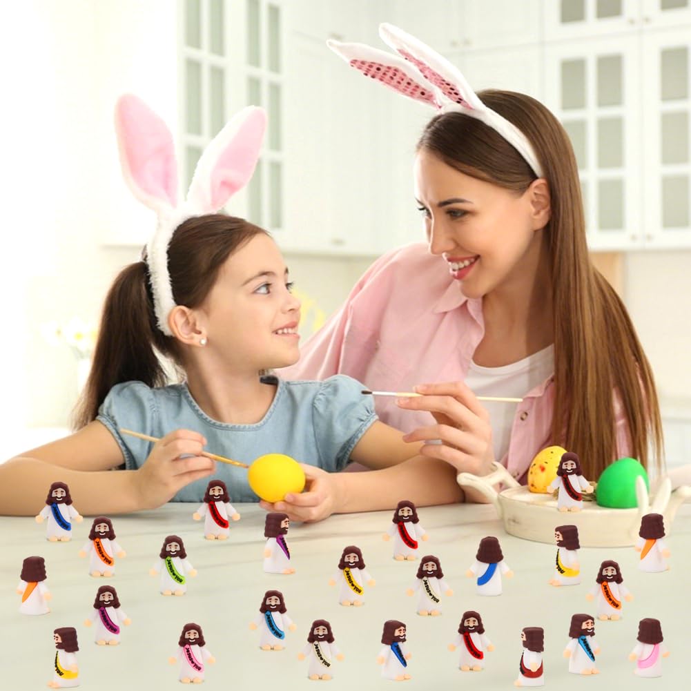 120 Pcs Mini Jesus Figurines in Bulk, Tiny Miniature Little Jesus Loves You Figures to Hide and Seek Sunday School Baptism Religious Party Favors Gifts for Women Easter Egg Fillers Stocking Stuffers