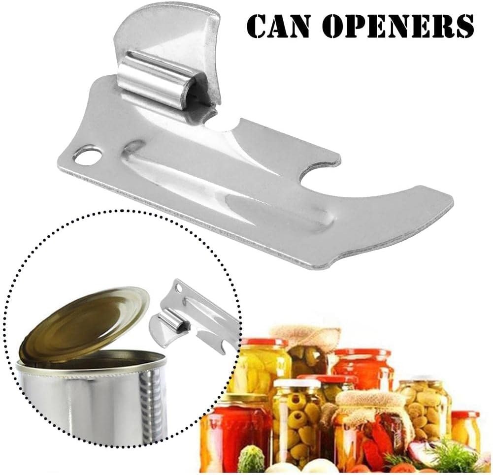 Stainless Steel Military Style Can Opener Keychain, Portable Can Opener for Kitchen, Travel, Camping, Survival