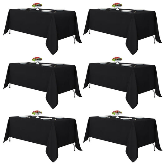 Fitable Black Rectangle Tablecloths for 6 Foot Tables, 6 Pack - 70 x 108 Inches - Stain Resistant and Washable Table Clothes, Polyester Fabric Table Covers for Wedding, Party, Banquet, Buffect
