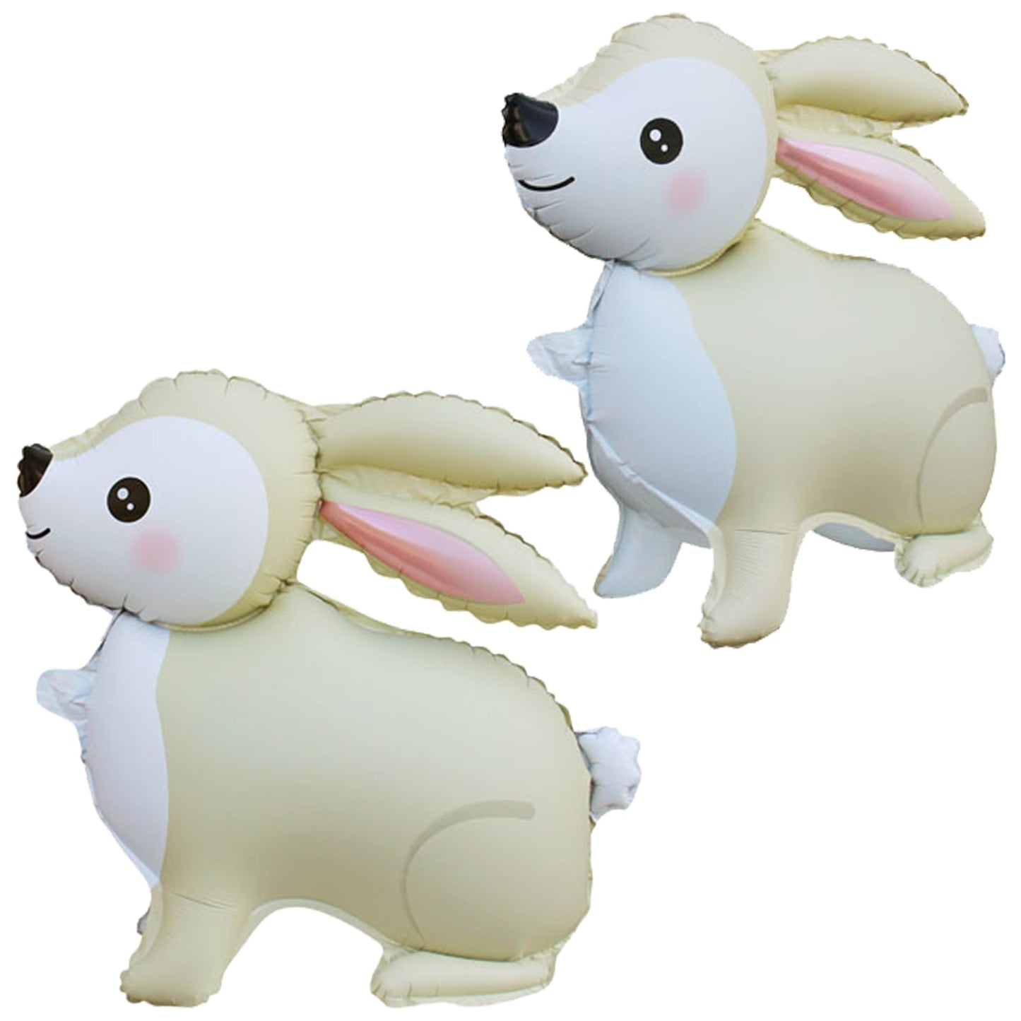Bunny Standing Beige Foil Balloon,23in Cream White Rabbit Balloons Decorations for Animals Theme Birthday Party, Baby Shower, Gender Reveal,Easter Balloons,Set of 2（Nude,Pink）