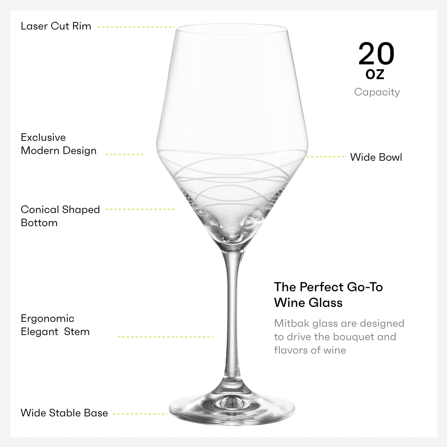 MITBAK Red Wine Glasses Set Of 4 | Chic Long Stem 20 Ounce Wine Glass Set Made From Crystal Clear Glass | Great Wine Gift For Wedding, Anniversary, Christmas, Birthday | Made In Europe