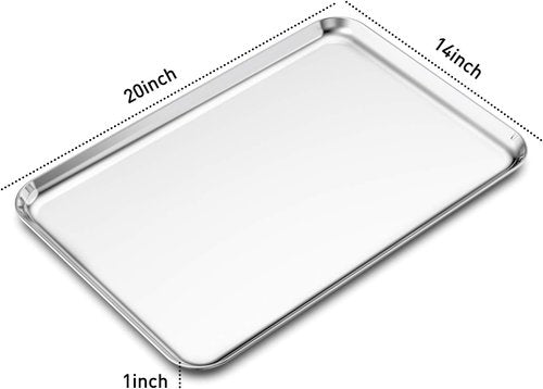 Bastwe Stainless Steel Baking Sheets Set of 2 - Healthy, Non-Toxic, Rustproof & Easy to Clean