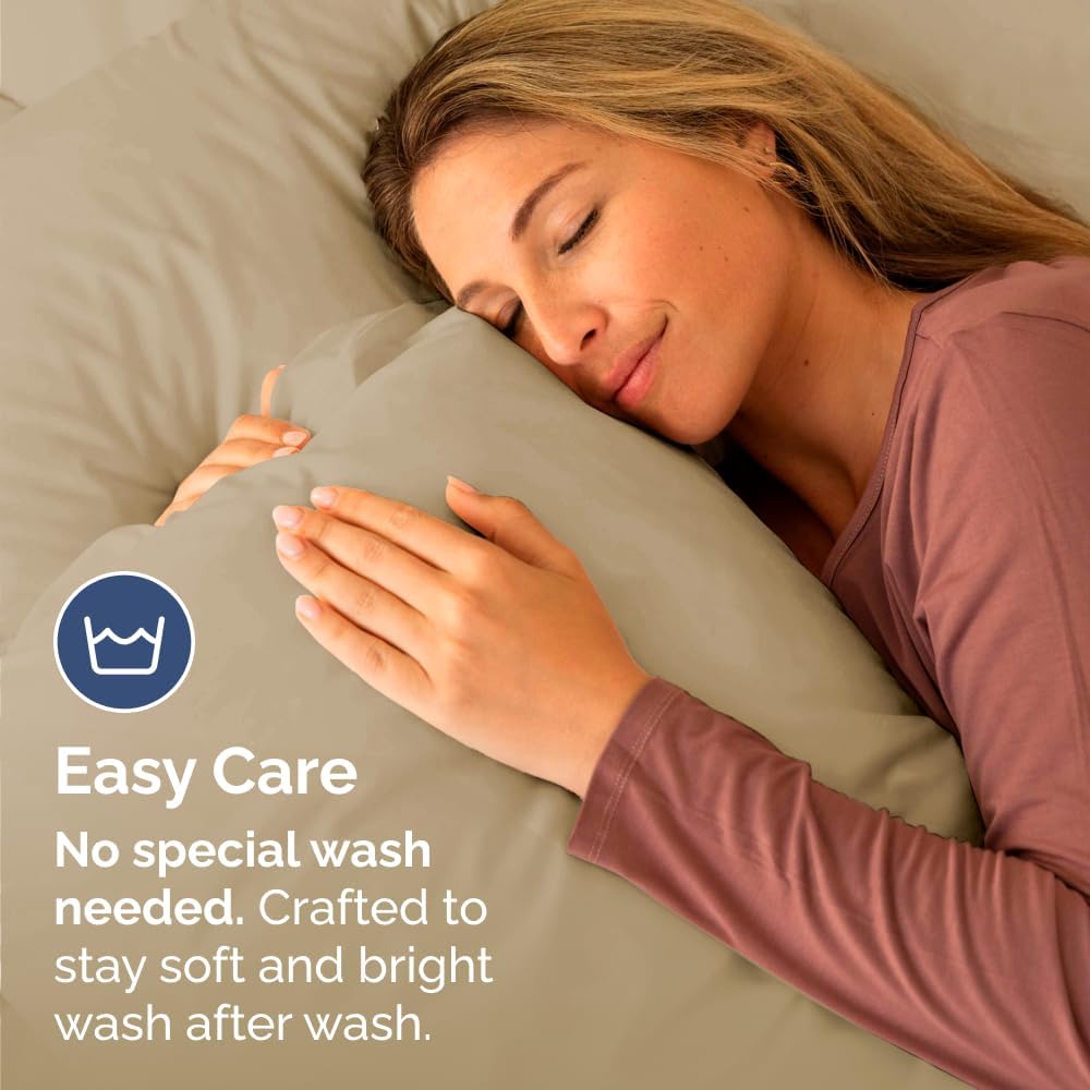 Skiennix Standard Pillow Cases Set of 4 | Ultra Soft Hotel Quality Covers - Machine Washable Beige