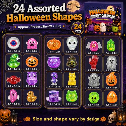 Halloween Advent Calendar 2026 - 24 Glitter Fidget Toys, Party Favors & Gifts - Variation: HALLOWEEN
