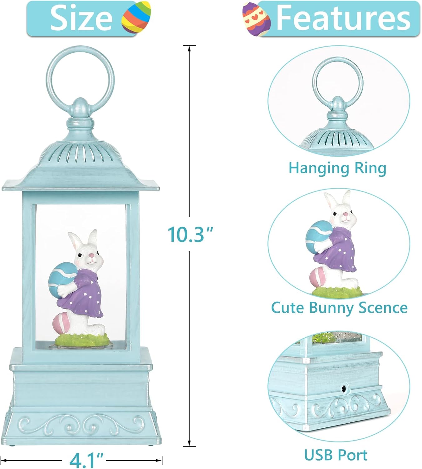 Lighted Glitter Bunny Snow Globe by Easter - Charming Spring Home Decor | Perfect for Festive Celebrations
