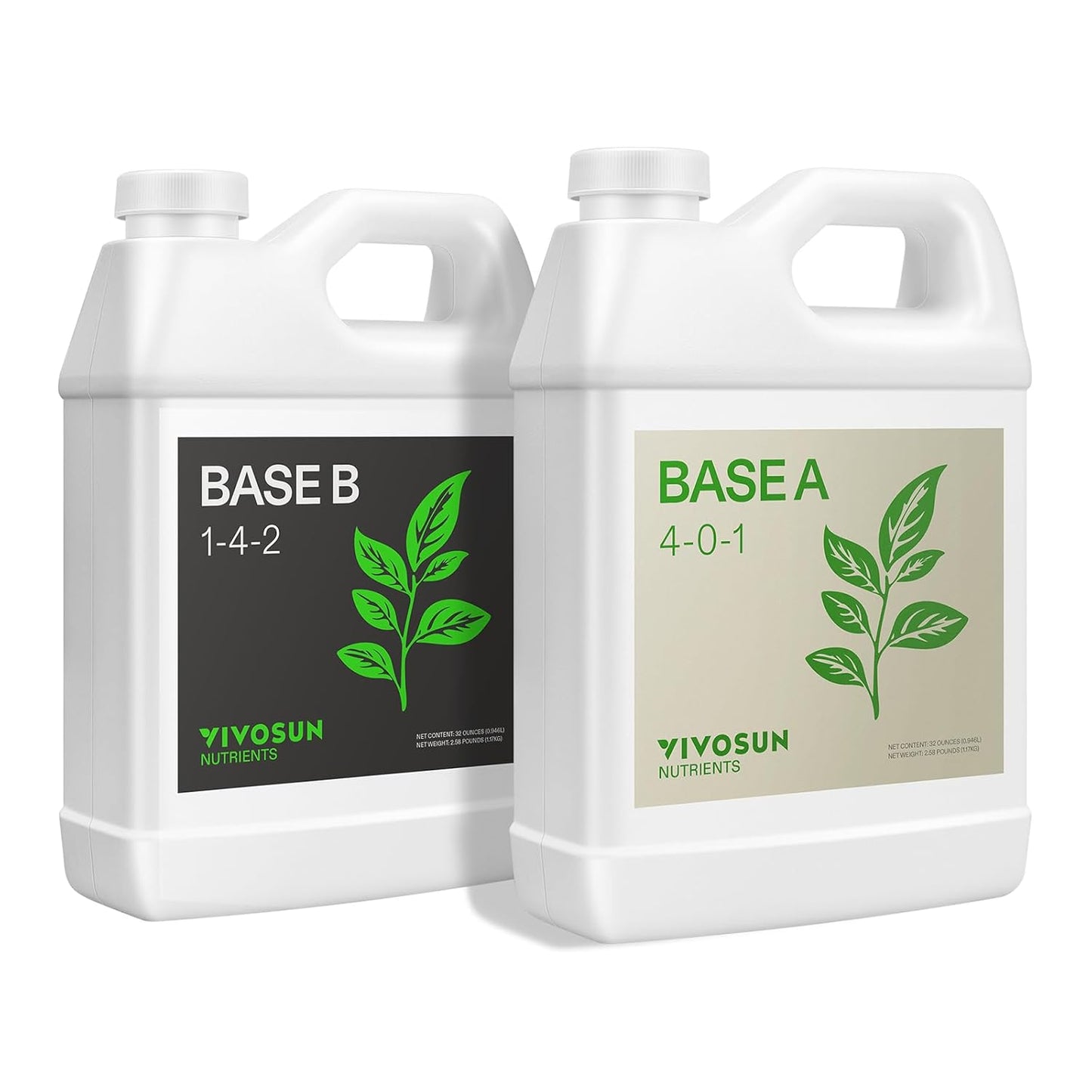 VIVOSUN Hydroponic Fertilizer Bundle - Liquid Nutrients A & B for Optimal Plant Growth | Quart Set