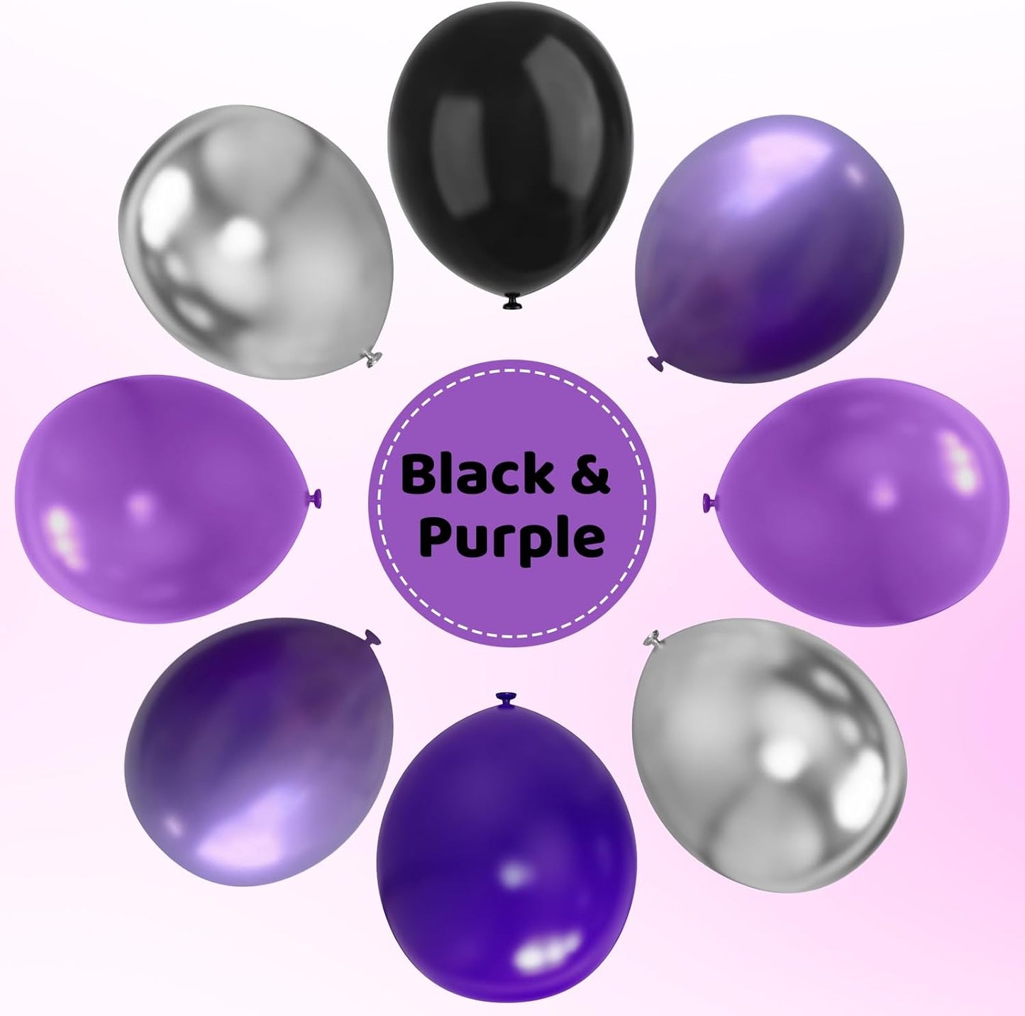 Skiennix 12-Inch Purple & Black Latex Balloons - 67pcs for Birthday, Graduation & Party Decor