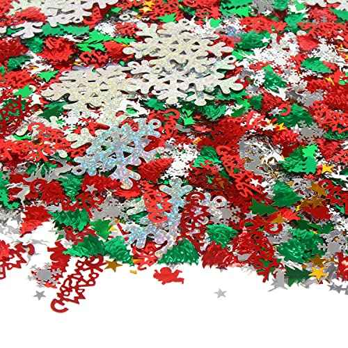 FOIMAS 7200pcs Christmas Confetti,Snowflake Santa Claus Metallic Foil Sequins Glitter Table Scatters for Party Decoration