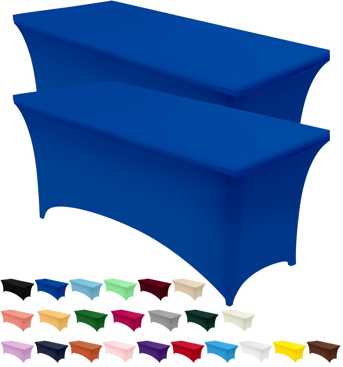 Utopia Kitchen Spandex Tablecloth 2 Pack [4FT, Royal Blue] Tight, Fitted, Washable and Wrinkle Resistant Stretch Table Cloth Rectangle Cover for Trade Show, Weddings & Parties [48Lx30Wx30H Inch]