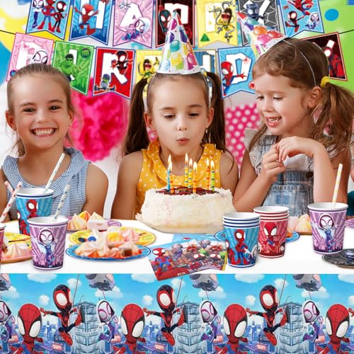 68-Piece Party Supplies Set for Kids' Birthday Party Decorations - Includes Plates, Cups, Banner, Napkins, Tablecloths