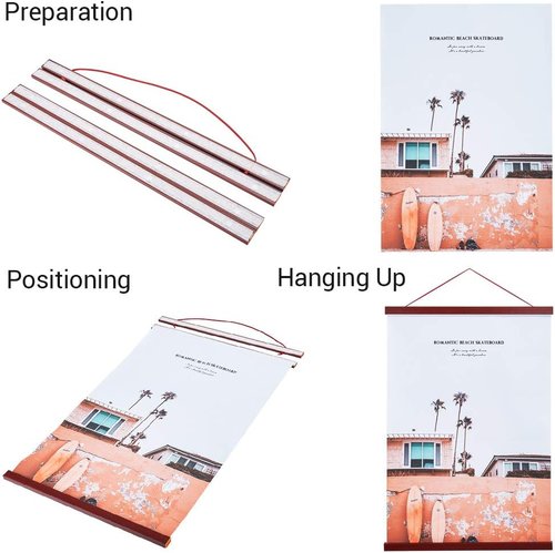 Benjia Magnetic Poster Hanger - Mahogany Wood Frame for 12x18, 12x16, 12x24 Prints | Easy Wall Display