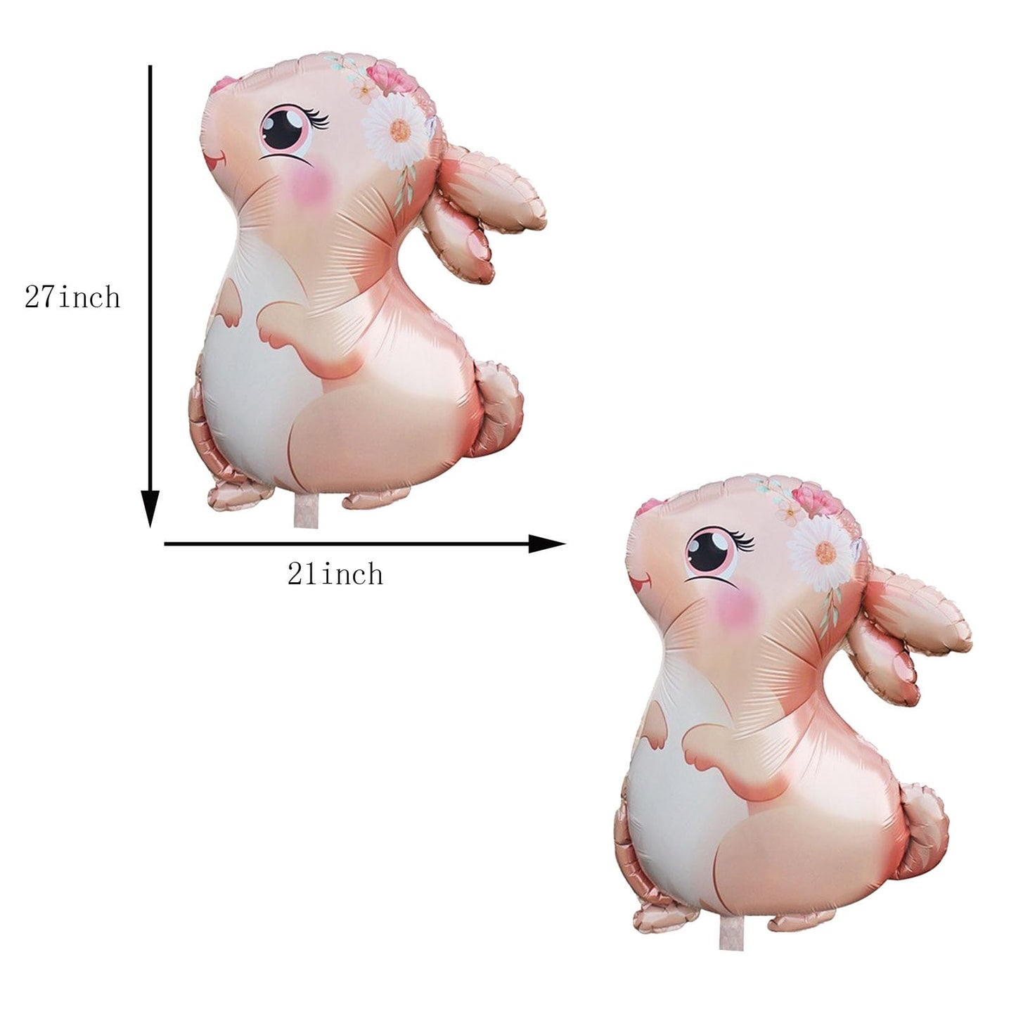 4PCS Pink Large Bunny Foil Balloon Rabbit Balloons Bunny Party Decorations Animal Mylar Balloons for Birthday Spring Woodland Themed Supplies