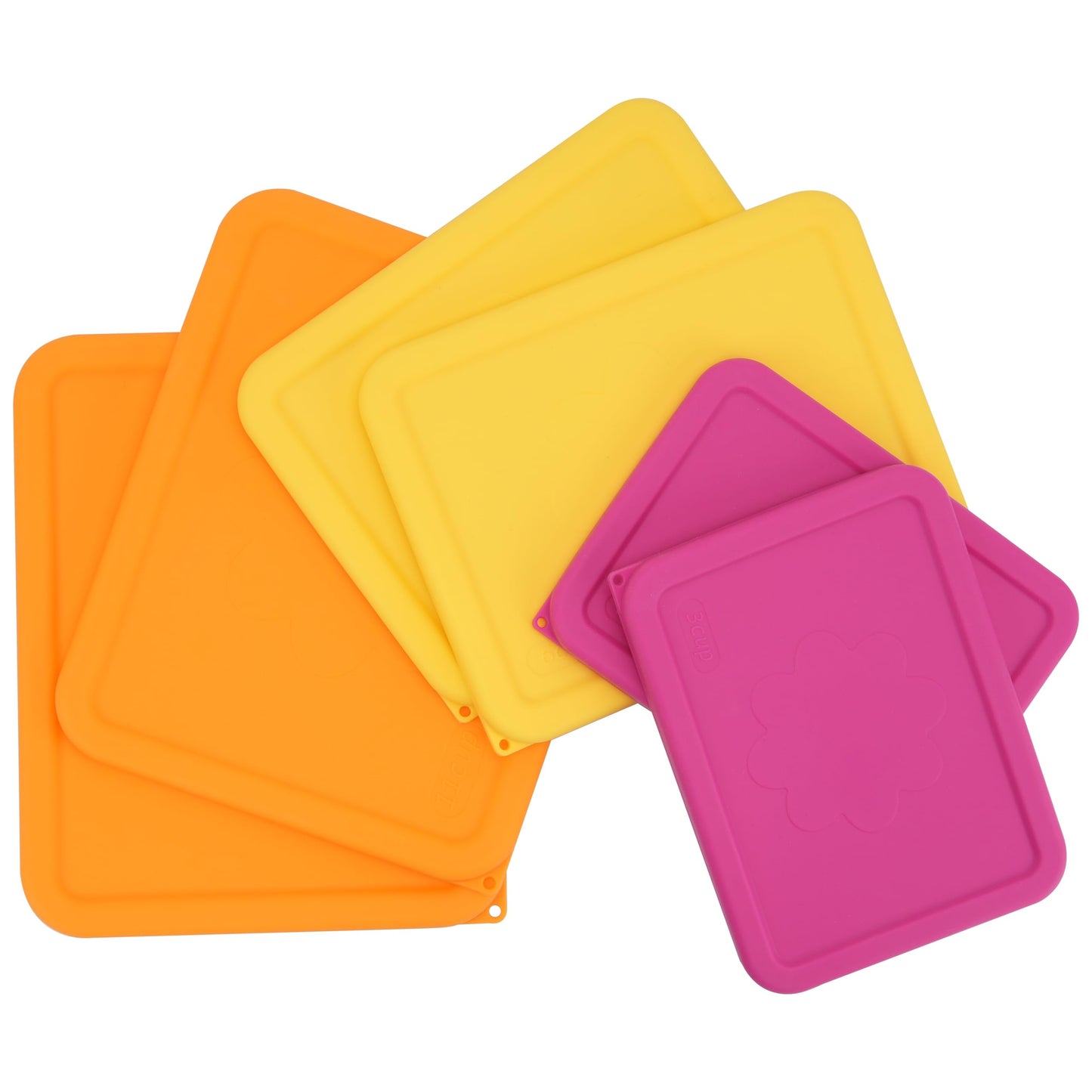 LUVCOSY 3 Cup 6 Cup 11 Cup Rectangle Silicone Storage Cover Lids Replacement for Pyrex 7210-PC, 7211-PC, 7212-PC Glass Bowls, (Container not Included) 6 Pack, Microwave, Dishwasher and Freezer Safe