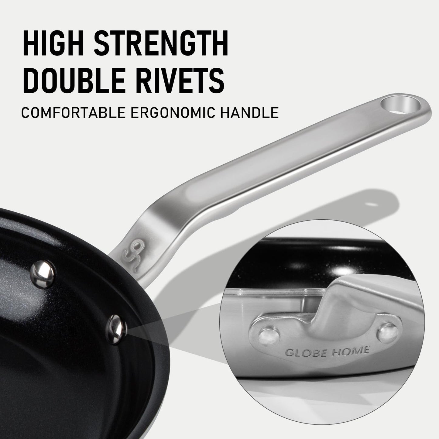 GLOBEHOME 5 Ply Ceramic Non Stick Frying Pans - 10 Inch Stainless Clad Nonstick Skillet, Non Toxic, PTFE & PFOA FREE, Professional Cookware for Induction, All Stoves and Oven up to 650°F