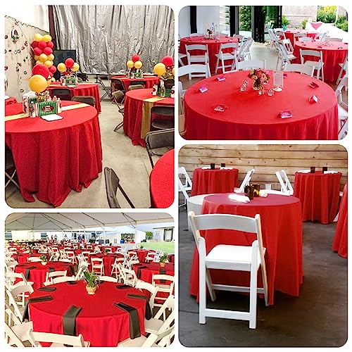Red Round Polyester Tablecloth 120 Inch, 10 Pack - Reusable & Wrinkle-Resistant