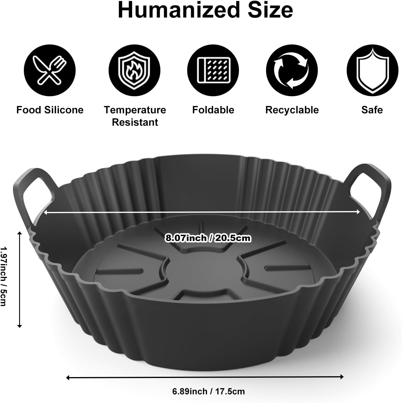 Ninja Silicone Air Fryer Liners - Reusable Food Grade Accessories for 4-5.3QT | 3-Pack Set