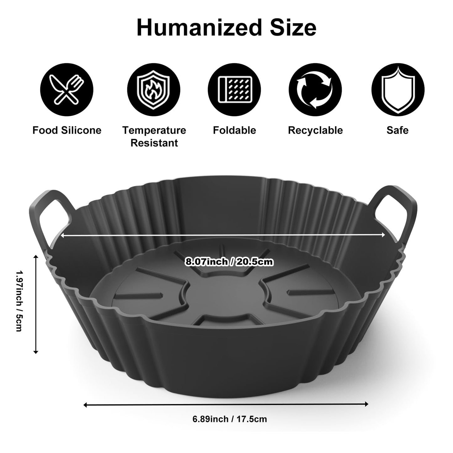 PINTAUR Round Silicone Air Fryer Liners 3Pack, Ninja AF101 & AF161 Silicone Liners for 4-5.3QT, Reusable Air Fryer Accessories Food Grade Liners, Compatible with Ninja, COSORI, Tefal, Bear, Chefman