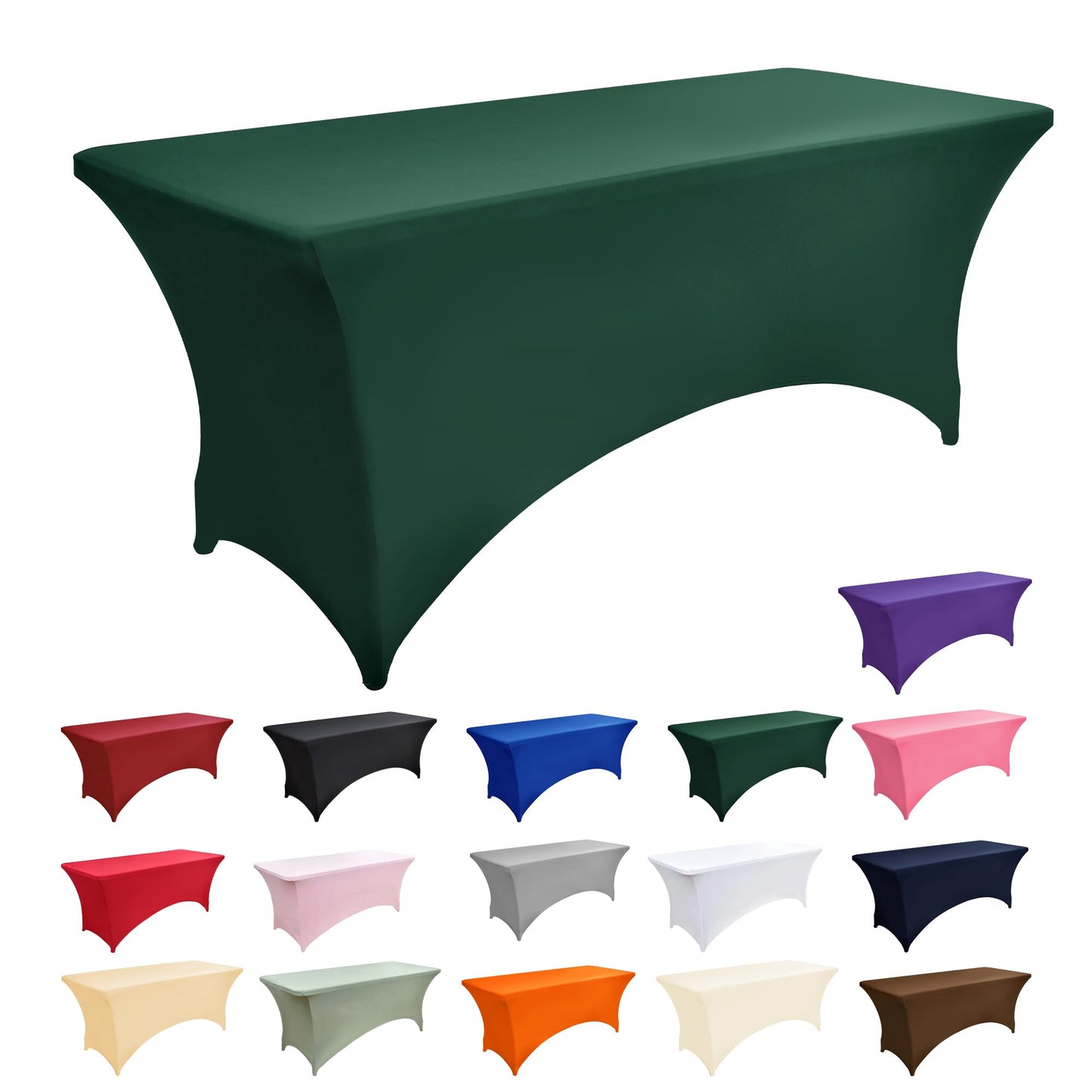 ZarzaaSik 6-Pack 4ft Spandex Table Covers for Rectangular Folding Tables - Wrinkle Resistant Stretch Tight Table Cloths - Ultimate Fitted Table Protector for Parties, Trade Shows, and Wedding