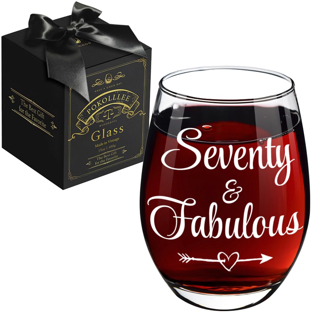 70th Birthday Gifts for Women Her - Seventy Fabulous Wine Glass Turning 70 Year Old Gift, Unique Happy 70th Birthday Gifts for Her, Mom, Wife, Friends, Sister, Female, Coworker, Grandma, Aunt
