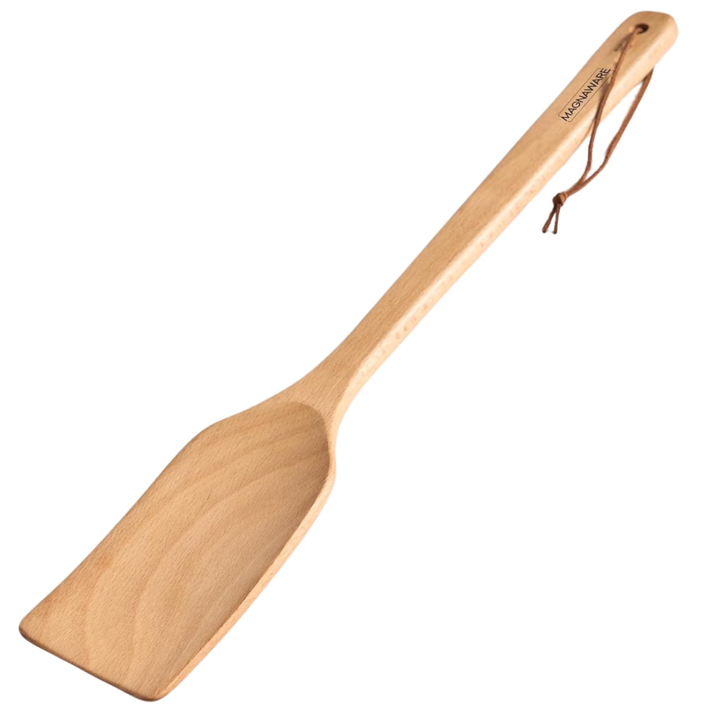 MAGNAWARE Extra Long Wooden Spatula - 18-inch Heavy Duty Stir Paddle for Cooking in Big Pots - Big Cooking Spoon For Cajun, Brewing, Grill, Mixing, Stirring - Solid Natural Hard Wood Large Spatula