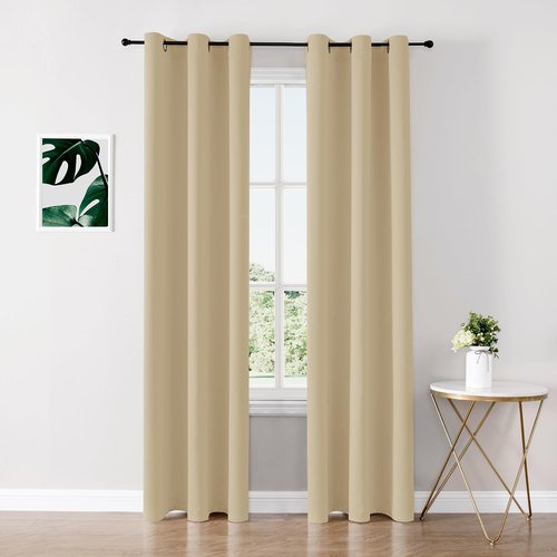 ChrisDowa Blackout Curtains - Thermal Insulated Room Darkening Panels, 78 Inches Long, Biscotti Beige (Set of 2)