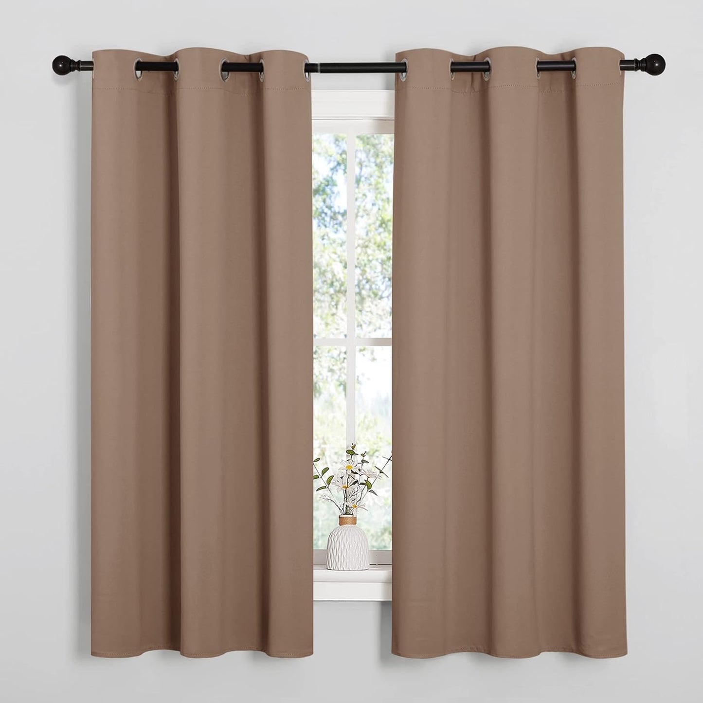 NICETOWN Blackout Curtains - Thermal Insulated Grommet Drapes for Bedroom | Set of 2 Panels, 42x63 Inch, Cappuccino