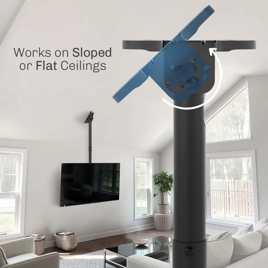 VIVO Ceiling Swivel TV Mount - Adjustable Height for 43 to 86 Inch Screens | Supports 132 lbs, Black