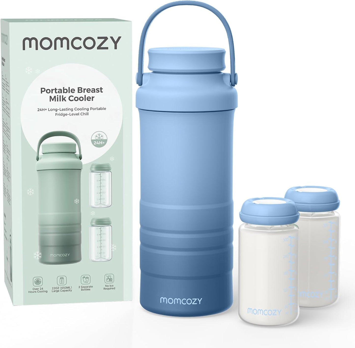 Momcozy 22oz Portable Breast Milk Cooler - 360° Cooling for 24 Hours | Includes 2 Baby Bottles
