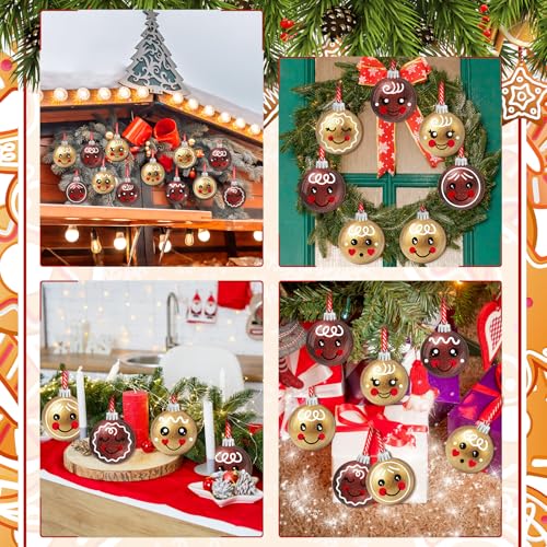 Wonderjune 36 Pcs Christmas Gingerbread Wooden Ornaments for Tree Decorations