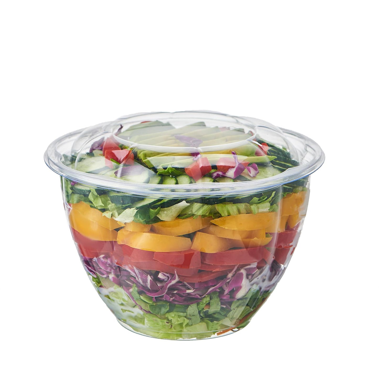 Jaluxing [48 oz. 50 Sets Clear Plastic Salad Bowls with Airtight Lids Disposable To Go Mixing Containers Serving for Fruit, Quinoa, Lunch and Meal Prep