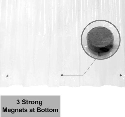 Barossa Design Shower Curtain Liner - Waterproof PEVA with 3 Magnets, PVC-Free, Clear | 32x72 Inches