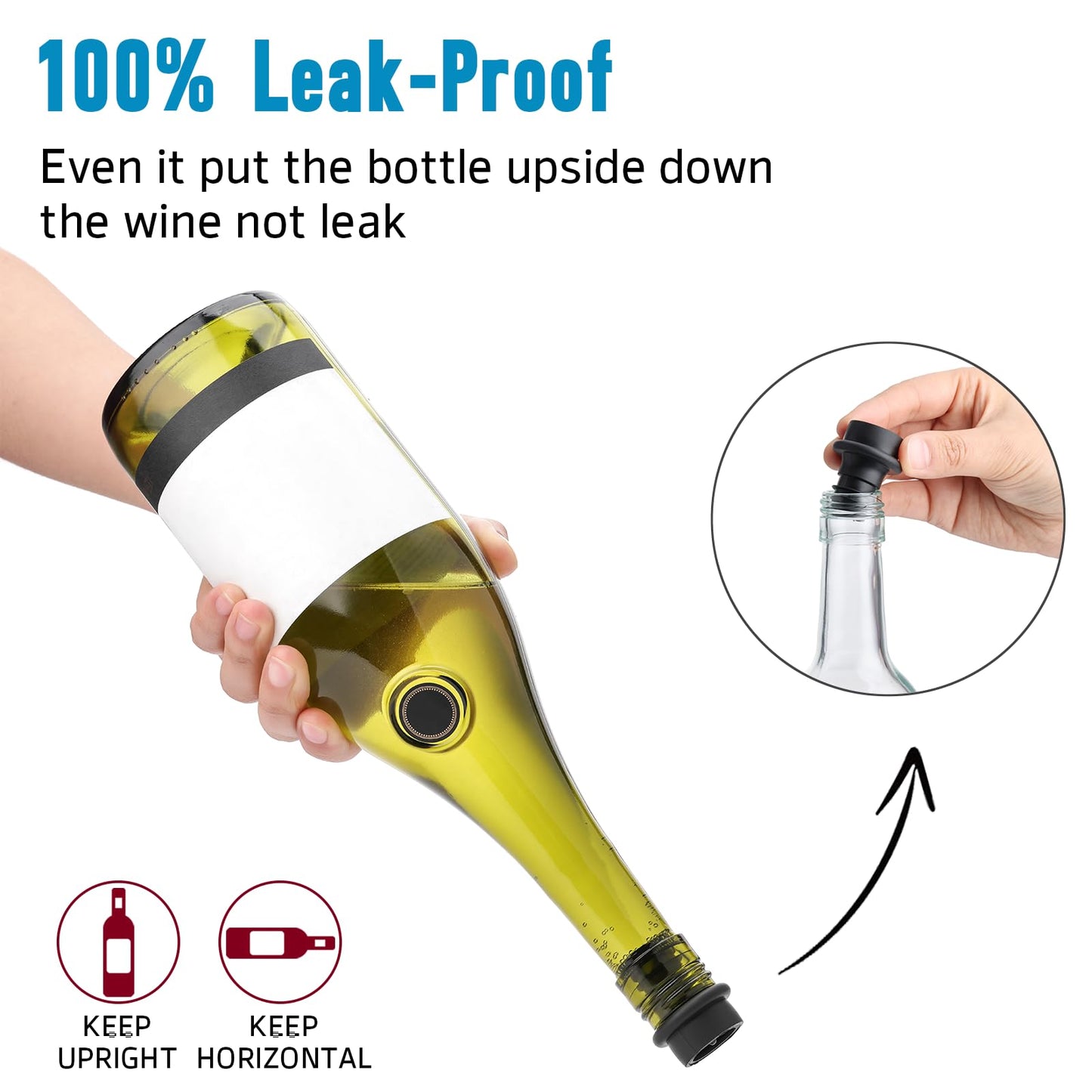 OWO Wine Vacuum Pump and 4 Stopper, Wine Saver & Preserver, Reusable Air Remover Pump Keeps Fresh