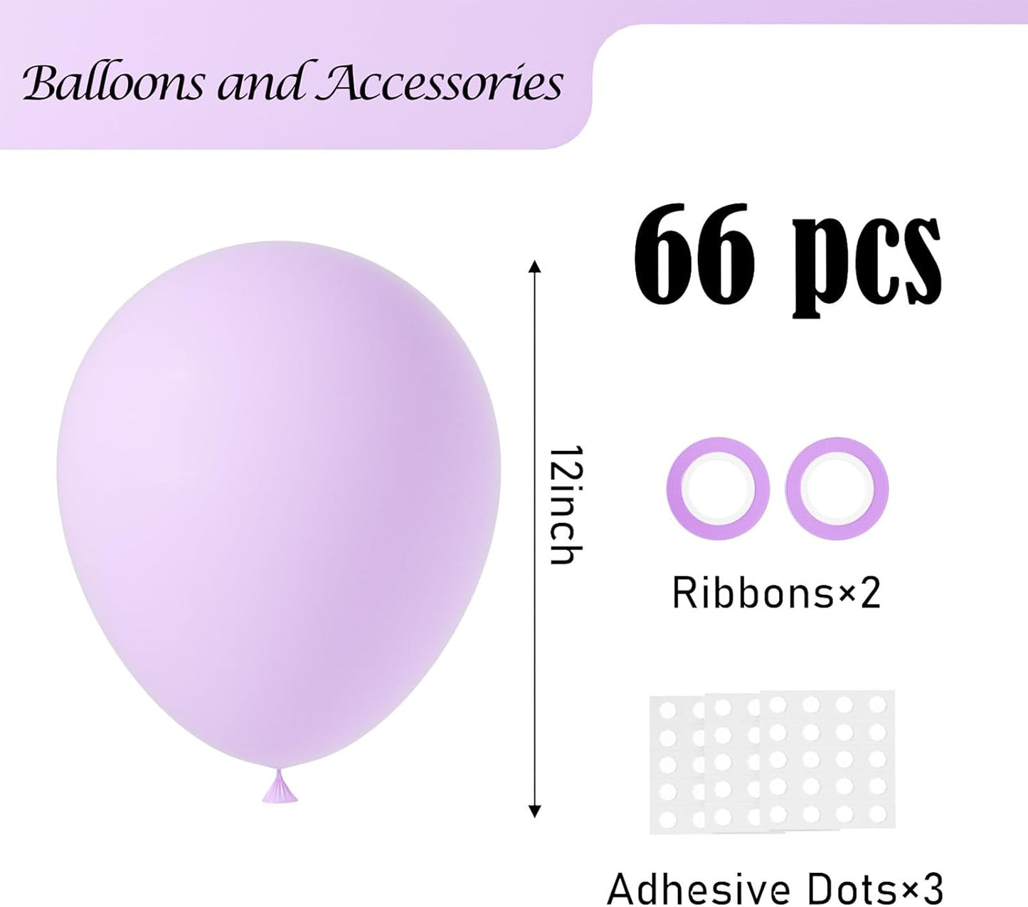 Voircoloria Pastel Purple Balloons - 66 Pack of 12-Inch Light Purple Latex for Parties & Celebrations
