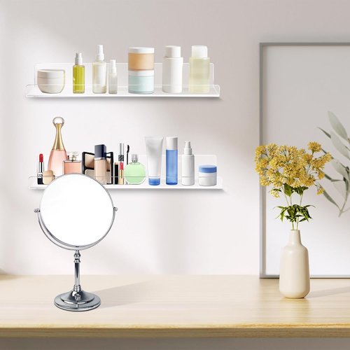 Dezzer Acrylic Floating Shelves - 15" Clear Wall-Mounted Storage for Books, Perfumes & Toys