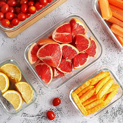 Black HOMBERKING 10-Pack Glass Meal Prep Containers with Locking Lids, 36oz & 14oz