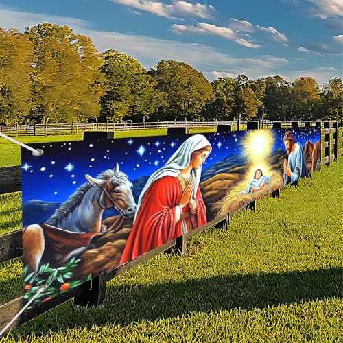 IVN Christmas Nativity Mary Jesus Banner 118 x 20 Inch