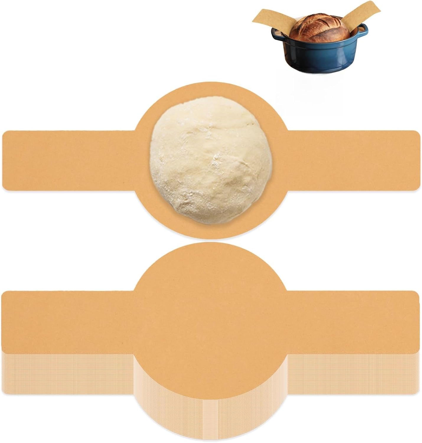 Skiennix Parchment Paper Bread Sling - Non-Stick Baking Mat with Long Handles | 100 Pcs for Dutch Oven & Air Fryer