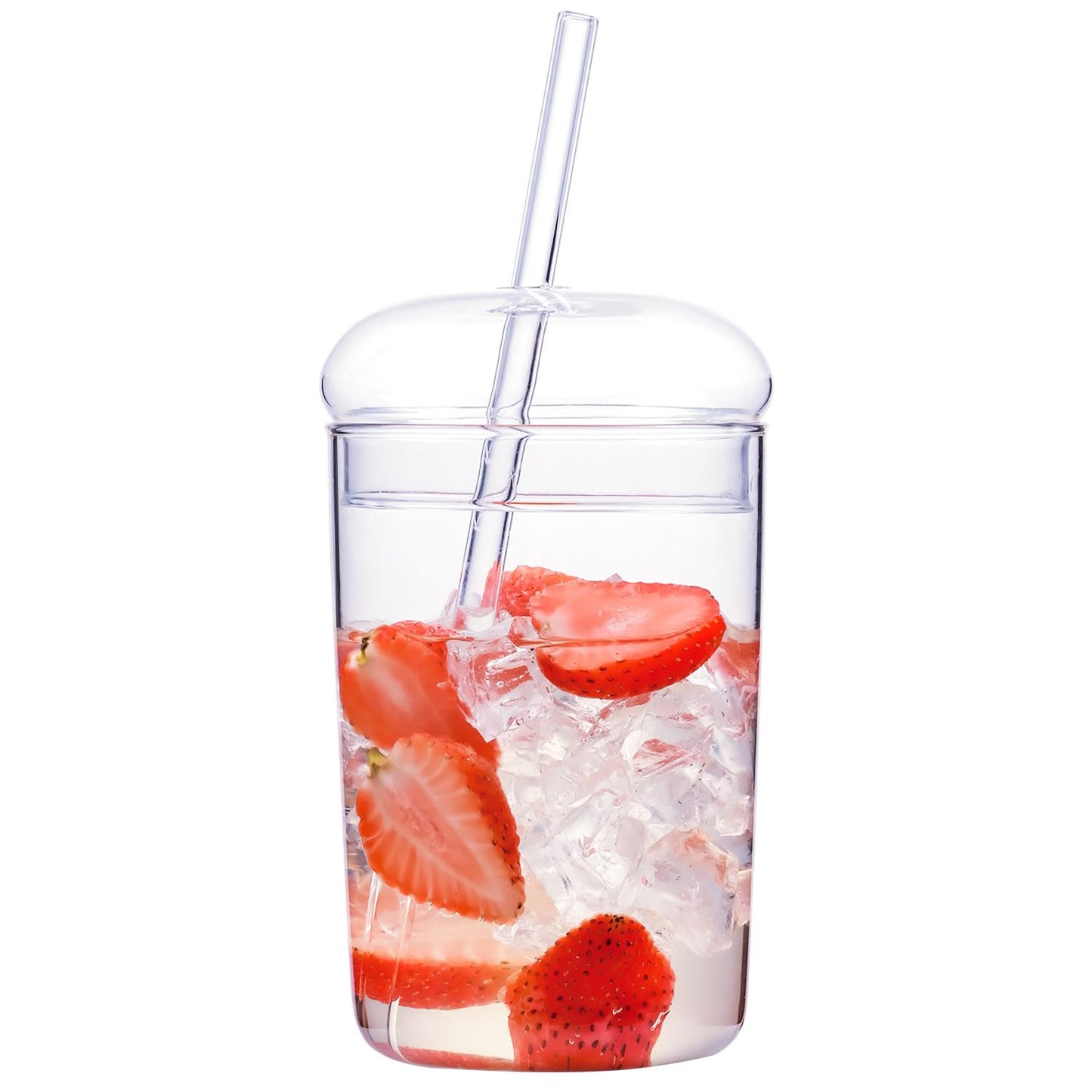 WHJY Glass Tumbler with Lid and Straw - 16oz Heat Resistant Glass Cup for Travel, Smoothies and Outdoor Use