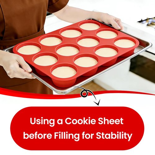 CAKETIME Silicone Muffin Pan 3 Pack Regular 12 Cup Muffin Tin for Baking Banana Muffins Cupcakes Egg Muffins