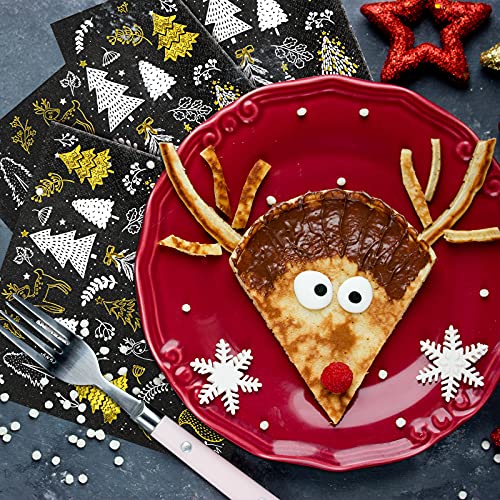 Christmas Paper Napkins 80 Pack 6.5 x 6.5 inch Disposable Holiday Party Tableware