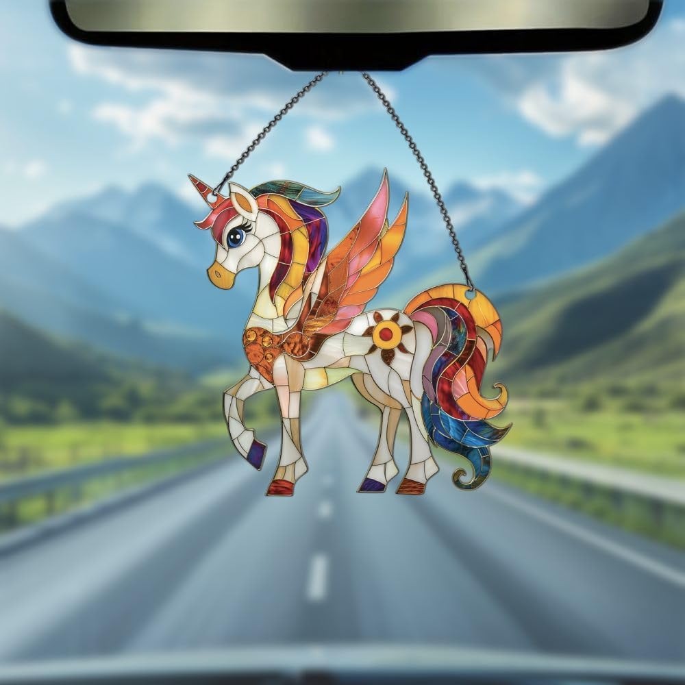 Skiennix Unicorn Ornaments - Mythical Creature Window Decor | Acrylic Hanging Christmas Gift