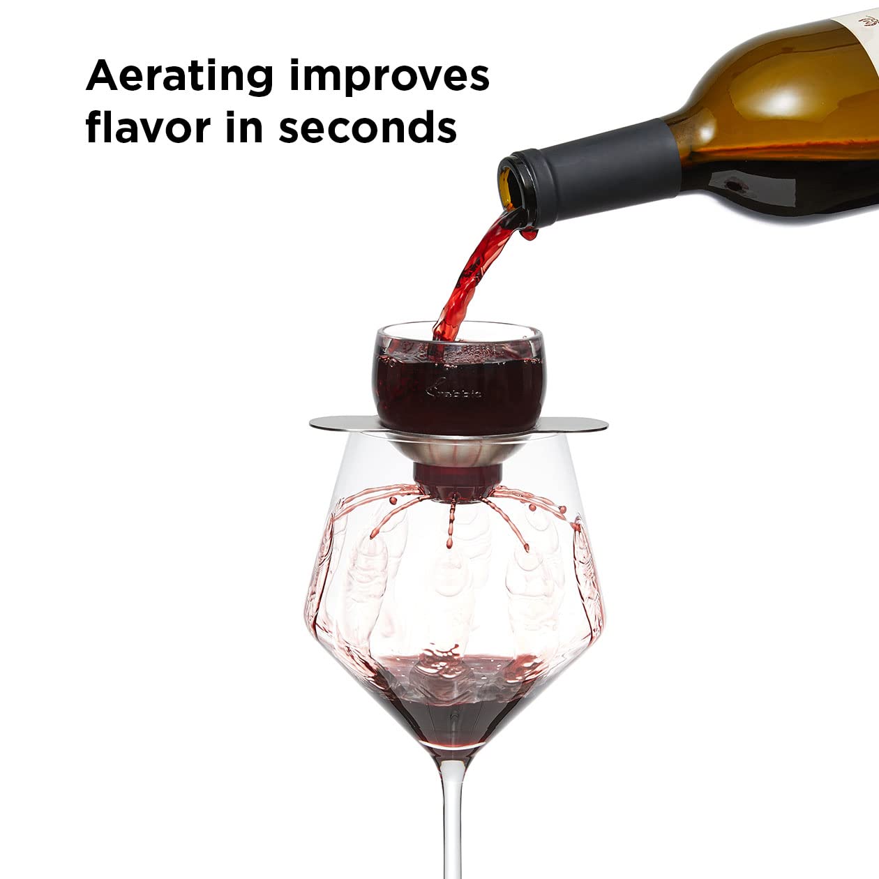 Rabbit Wine, Wine Aerator with Sediment Strainer and Stand, Hand-Free Wine Decanter for Red Wine Lovers, 3.35 x 3.35 x 5.6 IN