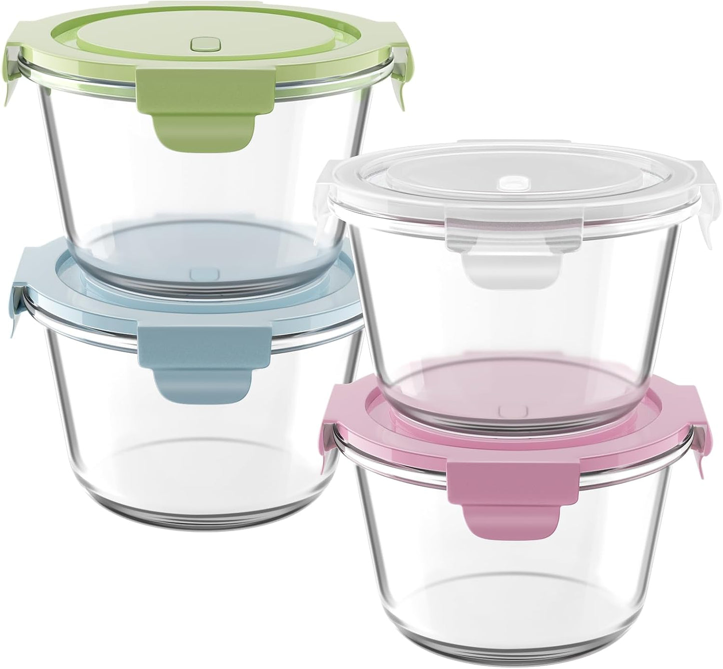 Skiennix 16oz Glass Meal Prep Containers - Airtight BPA-Free Borosilicate Glass | 4-Pack for Leftovers